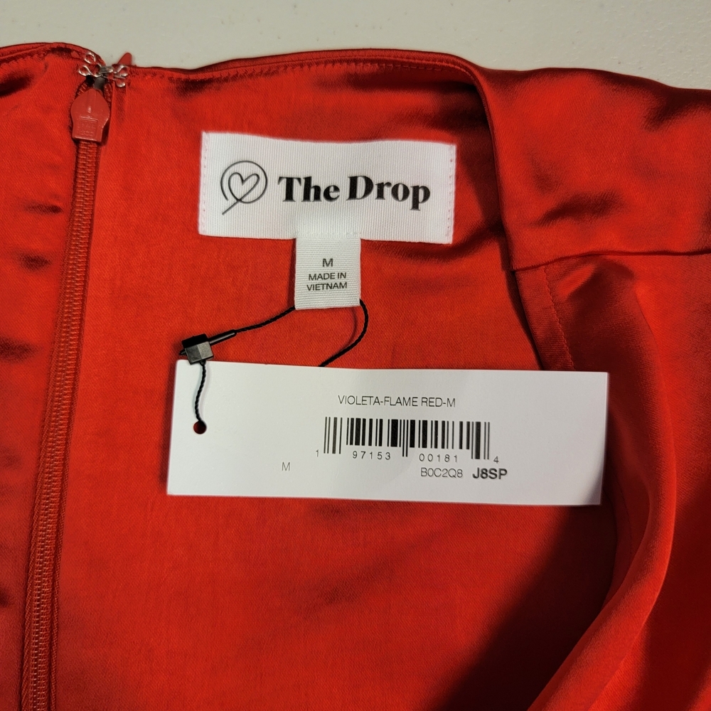 The Drop Women's Violeta Cutout Silky‎ Maxi Dress Flame Red Size M - Picture 3 of 5